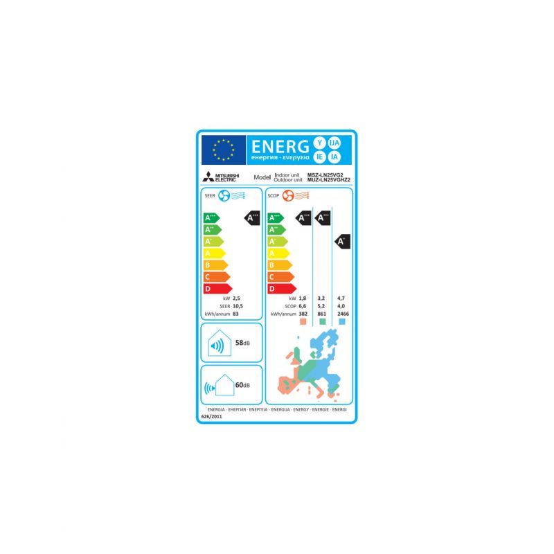 Climatiseur Mono Split MSZ-LN25VGB / MUZ-LN25VGHZ MITSUBISHI ELECTRIC